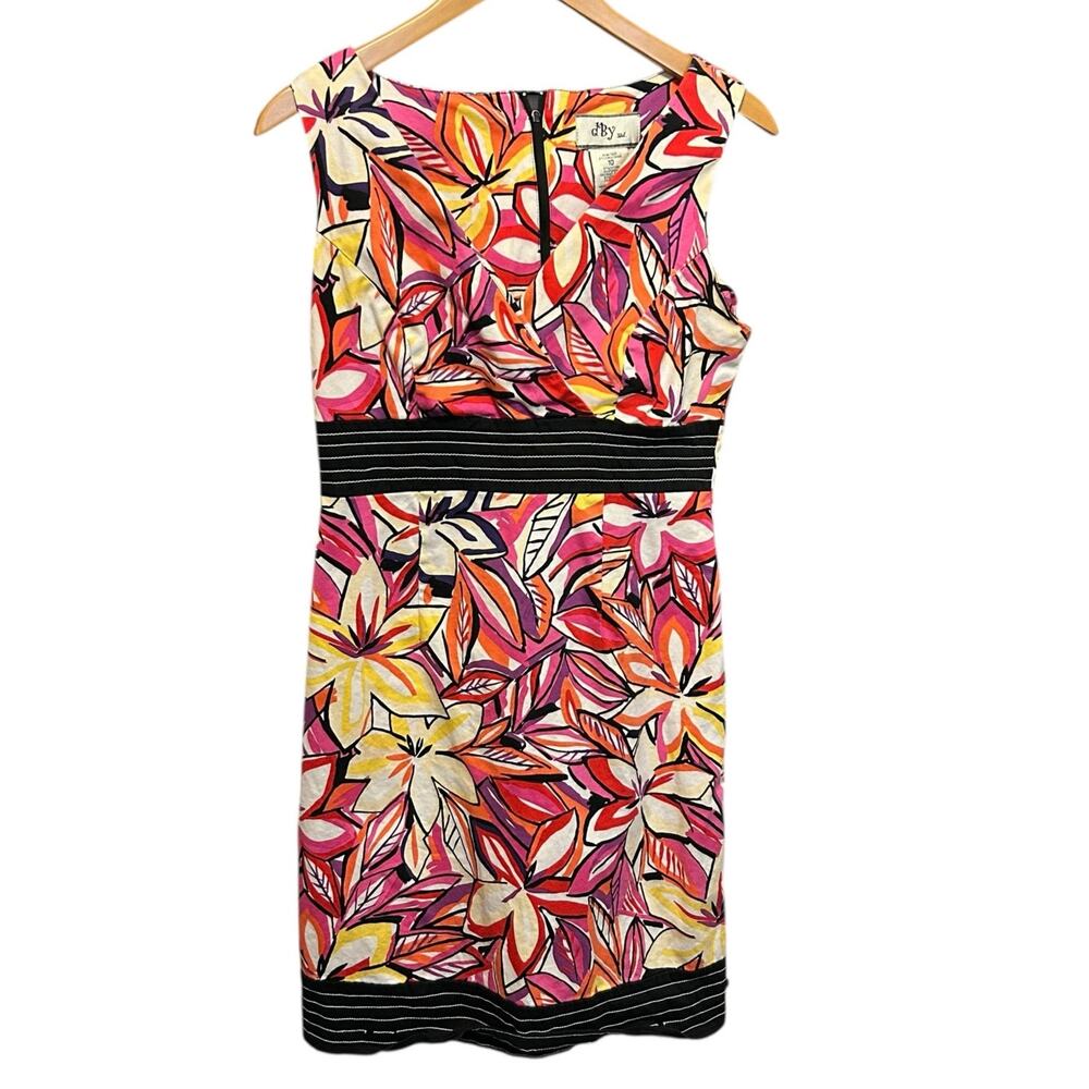 Y2K DBY Ltd Women Sheath Dress 10 Retro Vibrant Whimsical Floral‎ High Waist